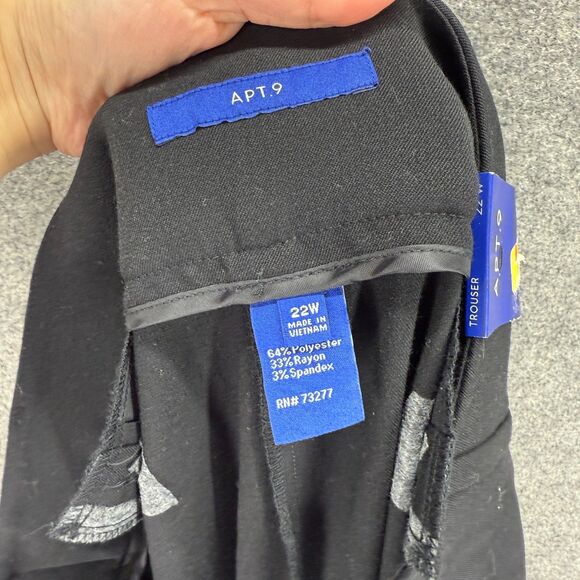 New Apt. 9 Dress Pants Women 22W Plus Black High Rise Flat Front Straight Casual - Picture 6 of 7